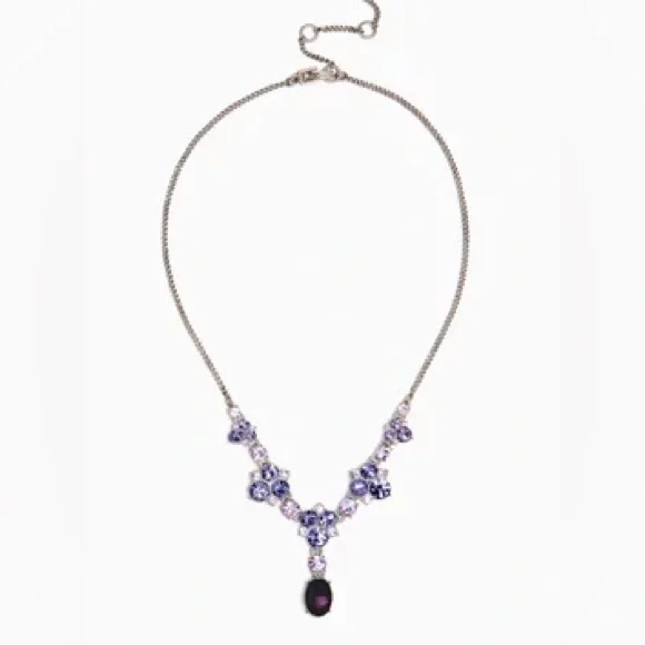 Givenchy Silver Tone Purple Crystal Necklace Earrings Bracelet Set - Picture 4 of 10